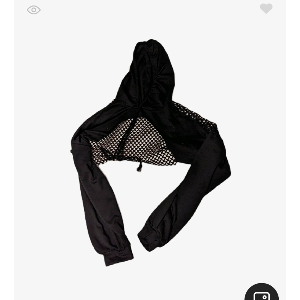 Cropped Hoodie With Black Mesh